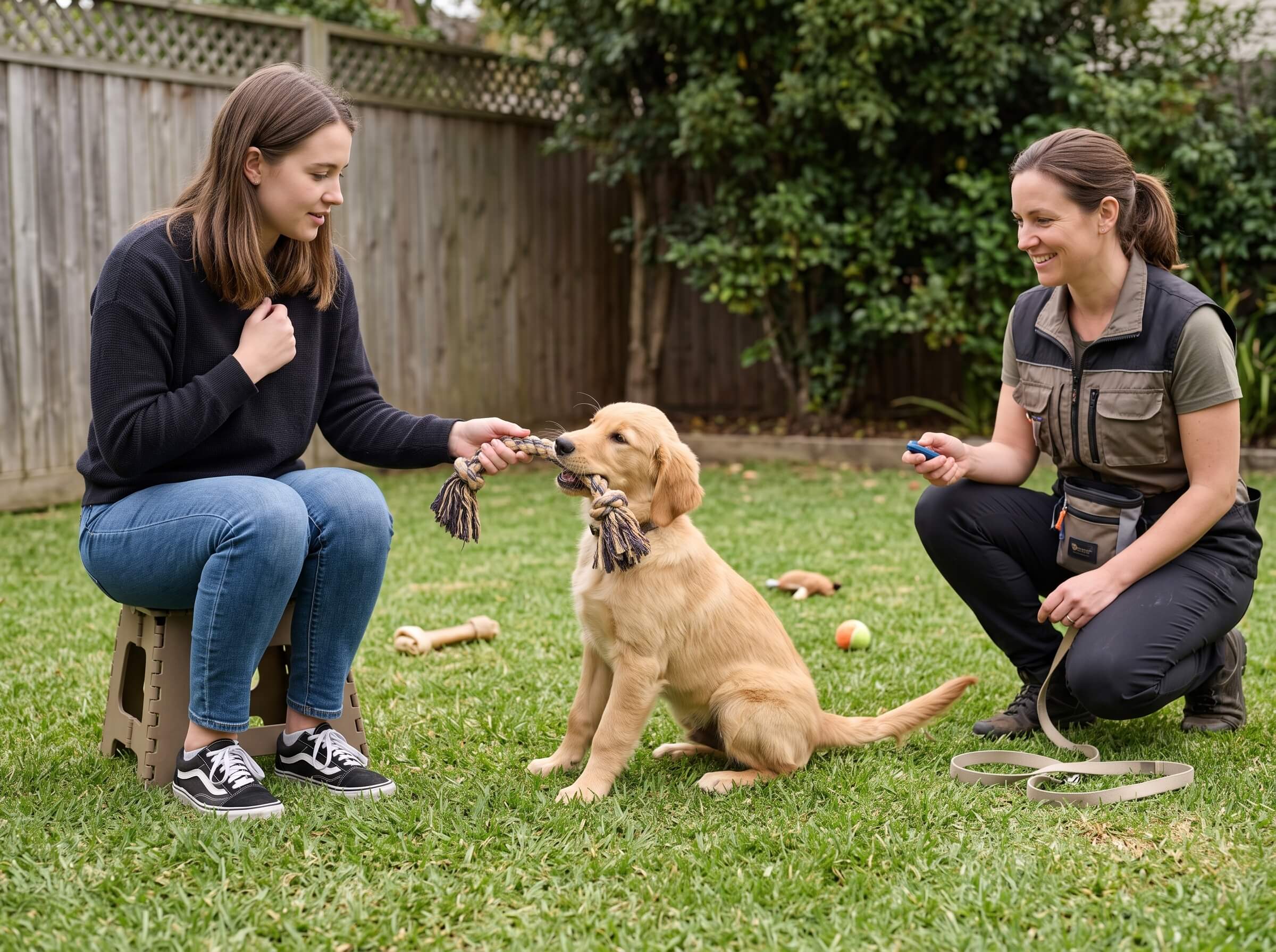 Dog learning appropriate play behavior